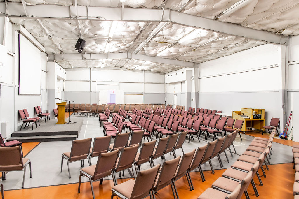 auditorium with speaking podium hall at Pine Lake Retreat