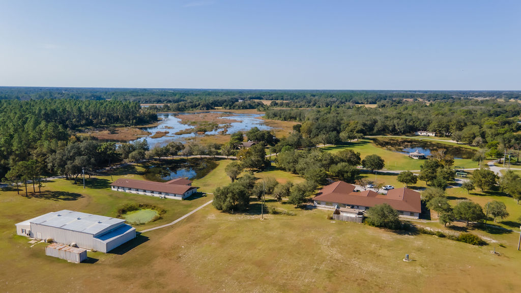 aerial view of Pine Lake Retreat property