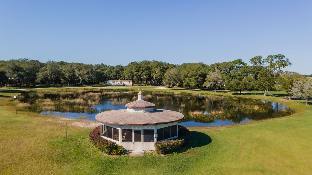 gazebo on a lake at Pine Lake Retreat