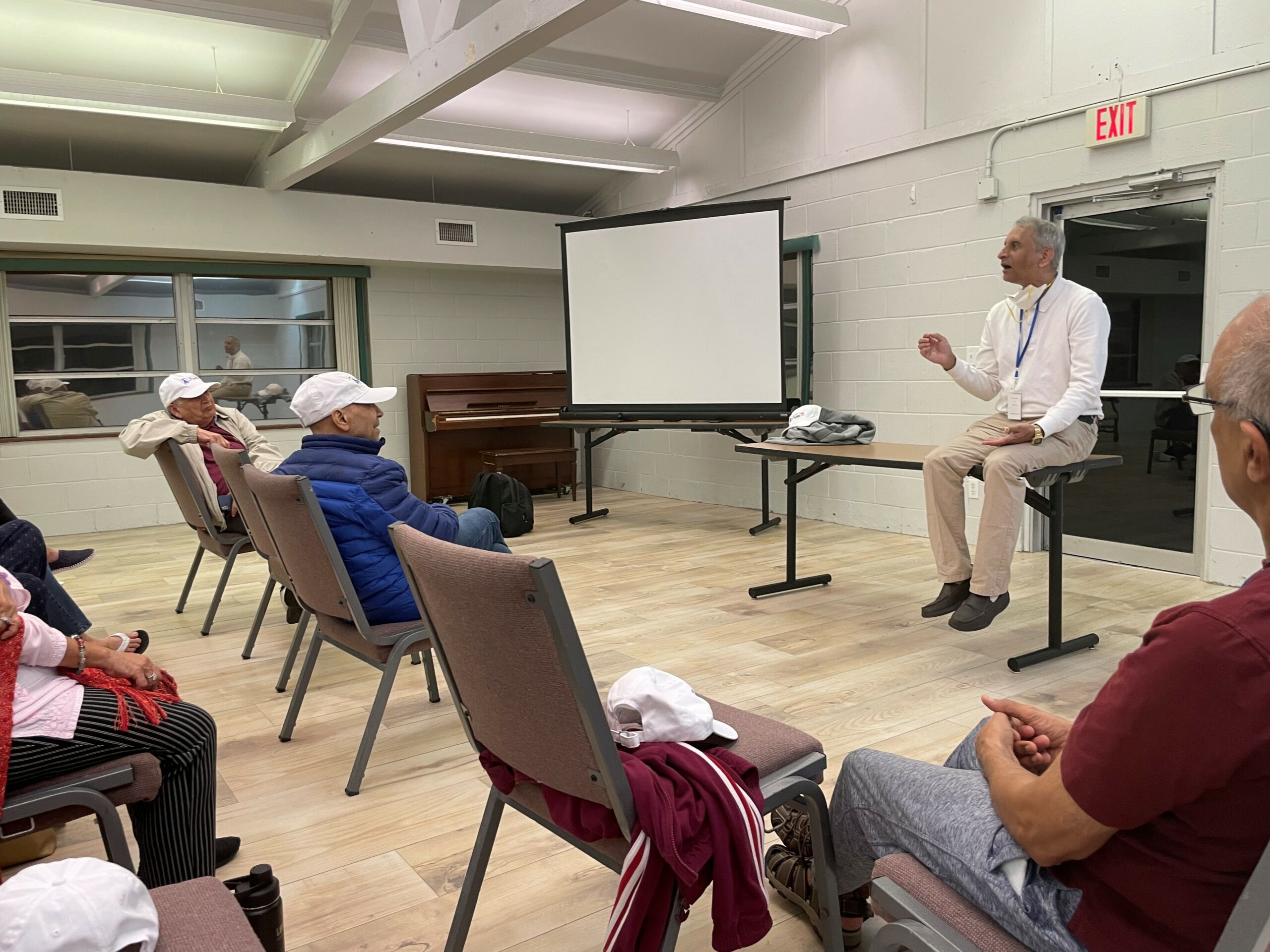 speaker and attendees at Pine Lake Retreat